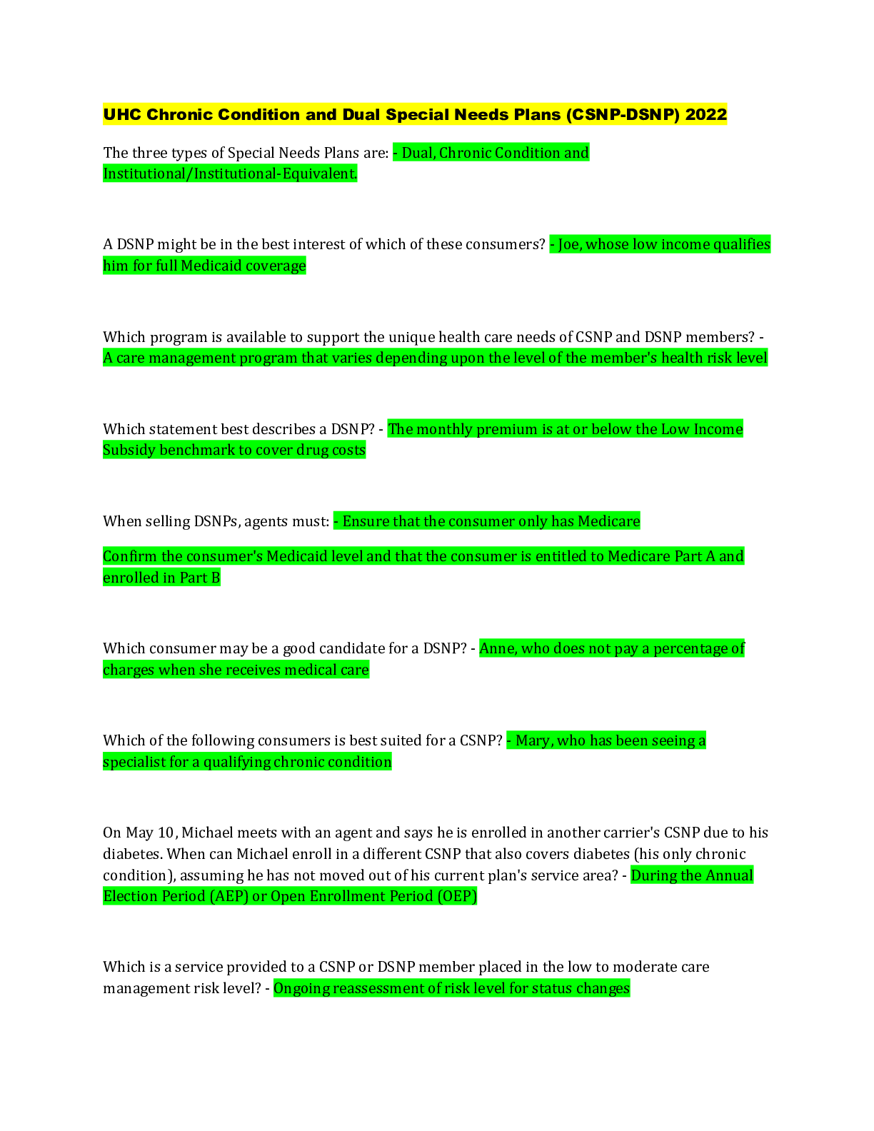 Preview image for UHC Chronic Condition and Dual Special Needs Plans (CSNP-DSNP) 2022